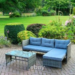 2Pcs Rattan Corner Sofa Set Coffee Table Garden Furniture Cushion-Giomani Design