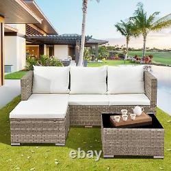 3 Pcs Rattan Garden Furniture Sets Outdoor Corner Sofa, All-Weather Handwoven PE