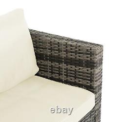 3Pcs Rattan Corner Sofa Set Coffee Table Garden Furniture with Cushion L-SHAPE