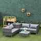 4 Pcs Garden Rattan Wicker Outdoor Furniture Patio Corner Sofa Love Seat Set