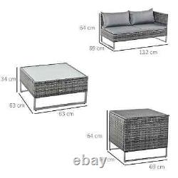 4 PCs Garden Rattan Wicker Outdoor Furniture Patio Corner Sofa Love Seat Set