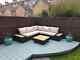 4 Pcs Rattan Garden Outdoor Sectional Corner Sofa & Coffee Table Set Black