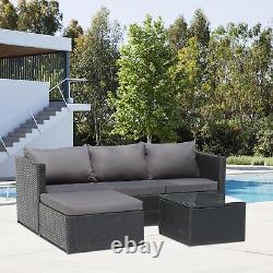 4 Seat Rattan Garden Furniture Corner Sofa Lounge Chase Set Indoor/Outdoor UK