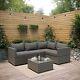 4 Seater Grey Rattan Garden Corner Sofa Set Fortrose Ftr038