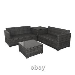 4 Seater Rattan Corner Sofa Set Table Cushion Storage Box withCover Garden Outdoor