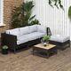 5 Pcs Rattan Corner Sofa Garden Furniture With Wood Effect Table Brown Outsunny