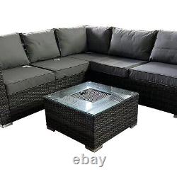 5 Seat Rattan Garden Furniture Set Outdoor Corner Sofa Patio Set w Ice Bucket