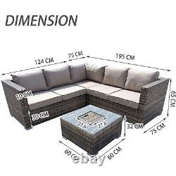 5 Seat Rattan Garden Furniture Set Outdoor Corner Sofa Patio Set w Ice Bucket