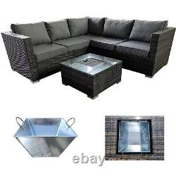 5 Seat Rattan Garden Furniture Set Outdoor Corner Sofa Patio Set w Ice Bucket