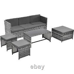 6 Seater Rattan Outdoor Garden Furniture Corner Sofa Set Patio Bistro Dining Set