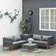 6pcs Rattan Wicker Sofa Set 4seater Outdoor Garden Coffee Corner Storage Table