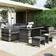 7 Seater Rattan Garden Patio Corner Sofa Set With Side Storage And Cushions Bt