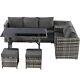 7 Seater Rattan Garden Patio Corner Sofa Set With Side Storage And Cushions Mp