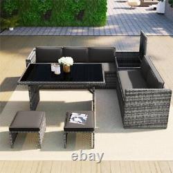 7 Seater Rattan Garden Patio Corner Sofa Set with Side Storage and Cushions MP