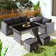 7 Seater Rattan Garden Patio Corner Sofa Set With Side Storage And Cushions Qu