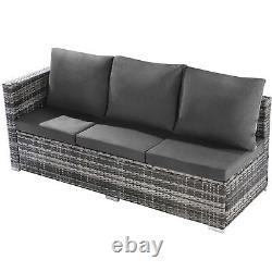 7 Seater Rattan Garden Patio Corner Sofa Set with Side Storage and Cushions SH