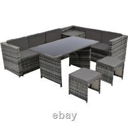 7 Seater Rattan Garden Patio Corner Sofa Set with Side Storage and Cushions SH