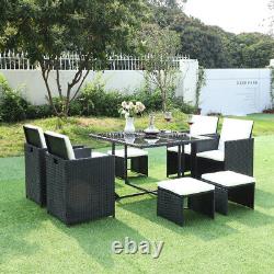 8 Seater Rattan Corner Garden Furniture Set Outdoor Dining Sofa Table & Chair