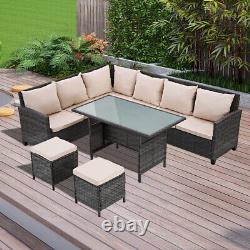 8 Seater Rattan Furniture Set Corner Sofa Table Bench Stool Garden Outdoor Patio