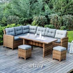8 Seater Wicker Outdoor Corner Set Modern Natural Rattan Garden Furniture Set