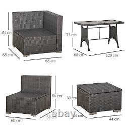 9-Seater Garden Rattan Furniture 10 Pcs Rattan Corner Dining Sofa Set-Grey/Dusty