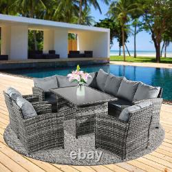 9 Seater Rattan Outdoor Garden Furniture Dining Set Corner Sofa Table & Chairs