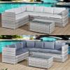 Acorn Garden Outdoor Rattan Corner Sofa Set/bistro Lounge Set Table With Cushion