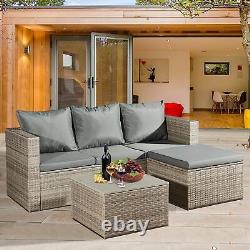 All-Weather 3 Pieces Rattan Garden Furniture Sets Outdoor Corner Sofa