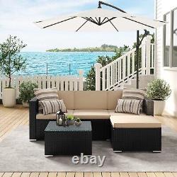 Black Rattan Garden Corner 4 Seater Furniture Sofa Table Chair Lounge Set Patio