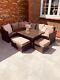 Brown Rattan Corner Sofa With Rising Table Garden Furniture Set