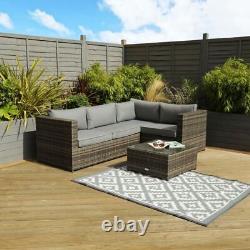 Classic Rattan Garden Corner Sofa by Wensum 3 Seats Grey