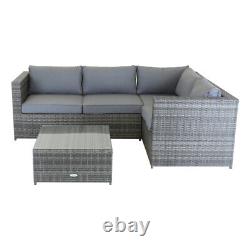 Classic Rattan Garden Corner Sofa by Wensum 3 Seats Grey