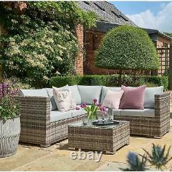 Colette Grey Rattan Corner Sofa & Coffee Table Outdoor Garden Patio Furniture