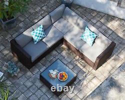 Corner Rattan Garden Furniture Dining Set Outdoor Patio Table L-Shaped Sofa Set