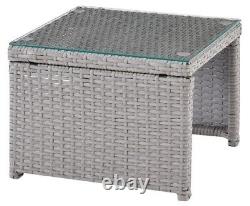 Corner Rattan Patio Garden Furniture Set Light Grey L Shape With Chaise & Table