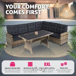 Corner Sofa Garden Furniture Table and Chairs Rattan Set Outdoor 6 Seater Wicker