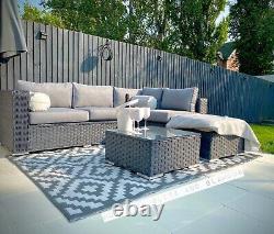 Display item Saint Lucia Comfy Grey Rattan Corner Garden Sofa & Matching Table