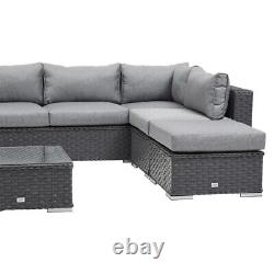 Display item Saint Lucia Comfy Grey Rattan Corner Garden Sofa & Matching Table