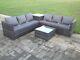 Fimous 6 Seater Grey Outdoor Rattan Garden Furniture Set Corner Sofa 2 Table
