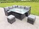 Fimous Corner Rattan Garden Furniture Sofa Gas Fire Pit Burner Dining Table Sets