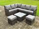 Fimous Grey Outdoor Garden Furniture Rattan Corner Sofa Set Coffee Table Stools