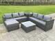 Fimous Outdoor Garden Furniture Rattan Corner Sofa Set With 2 Coffee Table Stool