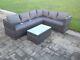 Fimous Rattan Outdoor Garden Furniture Set Corner Sofa With Oblong Coffee Table