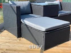 GSD Victoria Rattan Garden Furniture Corner 263cm L x 193cm W x 68cm H, Black