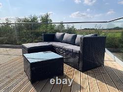 GSD Victoria Rattan Garden Furniture Corner 263cm L x 193cm W x 68cm H, Black