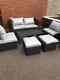 Garden 8pc Rattan Corner Sofa Set With4 Seater Sofa, 2 Footstools & 2 Coffee Table