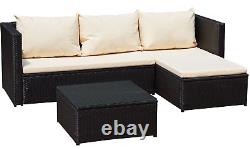 Garden Corner Rattan Sofa Set Outdoor Furniture Black Brown Grey Lounge L-Shape