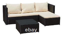 Garden Corner Rattan Sofa Set Outdoor Furniture Black Brown Grey Lounge L-Shape