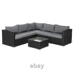 Garden Furniture Polyrattan Corner Sofa Lounge Coffee Table Set 7-8 Seater