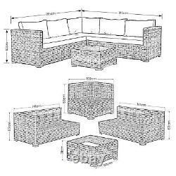 Garden Furniture Polyrattan Corner Sofa Lounge Coffee Table Set 7-8 Seater